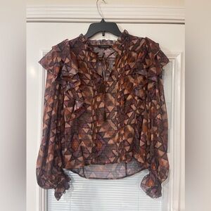 Olivaceous Ruffle Sleeve Top